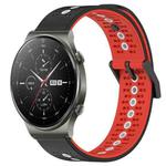 For Huawei GT2 Pro 22mm Tricolor Breathable Silicone Watch Band(Black+Red+White)