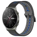 For Huawei GT2 Pro 22mm Tricolor Breathable Silicone Watch Band(Black+Grey+Blue)