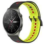 For Huawei GT2 Pro 22mm Tricolor Breathable Silicone Watch Band(Black+Lime+Red)