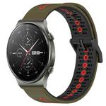 For Huawei GT2 Pro 22mm Tricolor Breathable Silicone Watch Band(Army Green+Red)