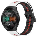 For Huawei Watch GT 2E 22mm Tricolor Breathable Silicone Watch Band(White+Black+Red)