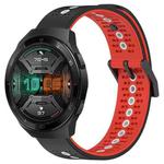 For Huawei Watch GT 2E 22mm Tricolor Breathable Silicone Watch Band(Black+Red+White)
