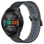 For Huawei Watch GT 2E 22mm Tricolor Breathable Silicone Watch Band(Black+Grey+Blue)