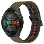 For Huawei Watch GT 2E 22mm Tricolor Breathable Silicone Watch Band(Army Green+Red)