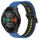 For Huawei Watch GT 2E 22mm Tricolor Breathable Silicone Watch Band(Blue+Black+Lime)
