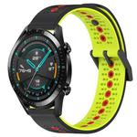 For Huawei GT2 46mm 22mm Tricolor Breathable Silicone Watch Band(Black+Lime+Red)