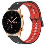 For Honor Watch GS 3 22mm Tricolor Breathable Silicone Watch Band(Black+Red+White)