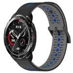 For Honor Watch GS Pro 22mm Tricolor Breathable Silicone Watch Band(Black+Grey+Blue)