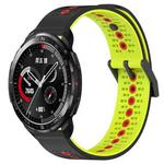 For Honor Watch GS Pro 22mm Tricolor Breathable Silicone Watch Band(Black+Lime+Red)