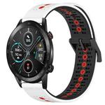 For Honor Magic Watch 2 46mm 22mm Tricolor Breathable Silicone Watch Band(White+Black+Red)