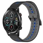 For Honor Magic Watch 2 46mm 22mm Tricolor Breathable Silicone Watch Band(Black+Grey+Blue)