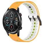 For Honor Magic Watch 2 46mm 22mm Tricolor Breathable Silicone Watch Band(Yellow+White+Lime)