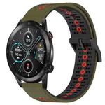 For Honor Magic Watch 2 46mm 22mm Tricolor Breathable Silicone Watch Band(Army Green+Red)