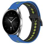 For Xiaomi Watch S2 42mm 22mm Tricolor Breathable Silicone Watch Band(Blue+Black+Lime)