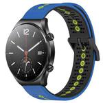 For Xiaomi MI Watch S1 22mm Tricolor Breathable Silicone Watch Band(Blue+Black+Lime)