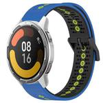 For Xiaomi MI Watch Color 2 22mm Tricolor Breathable Silicone Watch Band(Blue+Black+Lime)