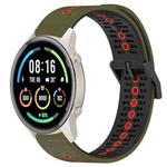 For Xiaomi MI Watch Sport 22mm Tricolor Breathable Silicone Watch Band(Army Green+Red)