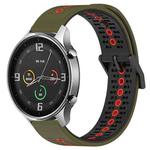 For Xiaomi MI Watch Color 22mm Tricolor Breathable Silicone Watch Band(Army Green+Red)