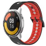 For Xiaomi Watch S1 Active 22mm Tricolor Breathable Silicone Watch Band(Black+Red+White)
