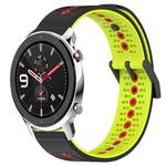 For Amazfit GTR 4 22mm Tricolor Breathable Silicone Watch Band(Black+Lime+Red)