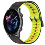 For Amazfit GTR 3 22mm Tricolor Breathable Silicone Watch Band(Black+Lime+Red)