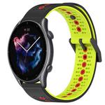 For Amazfit GTR 3 Pro 22mm Tricolor Breathable Silicone Watch Band(Black+Lime+Red)