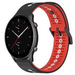 For Amazfit GTR 2e 22mm Tricolor Breathable Silicone Watch Band(Black+Red+White)