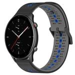 For Amazfit GTR 2e 22mm Tricolor Breathable Silicone Watch Band(Black+Grey+Blue)