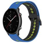 For Amazfit GTR 2e 22mm Tricolor Breathable Silicone Watch Band(Blue+Black+Lime)