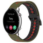 For Amazfit GTR 2 22mm Tricolor Breathable Silicone Watch Band(Army Green+Red)