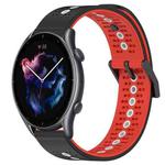 For Amazfit 3 22mm Tricolor Breathable Silicone Watch Band(Black+Red+White)