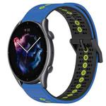 For Amazfit 3 22mm Tricolor Breathable Silicone Watch Band(Blue+Black+Lime)