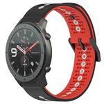 For Amazfit GTR 47mm 22mm Tricolor Breathable Silicone Watch Band(Black+Red+White)