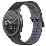For Amazfit GTR 47mm 22mm Tricolor Breathable Silicone Watch Band(Black+Grey+Blue)