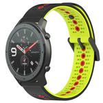 For Amazfit GTR 47mm 22mm Tricolor Breathable Silicone Watch Band(Black+Lime+Red)