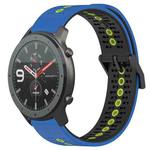 For Amazfit GTR 47mm 22mm Tricolor Breathable Silicone Watch Band(Blue+Black+Lime)