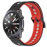 For Samsung Galaxy Watch3 45mm 22mm Tricolor Breathable Silicone Watch Band(Black+Red+White)