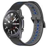 For Samsung Galaxy Watch3 45mm 22mm Tricolor Breathable Silicone Watch Band(Black+Grey+Blue)