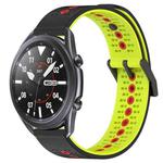 For Samsung Galaxy Watch3 45mm 22mm Tricolor Breathable Silicone Watch Band(Black+Lime+Red)