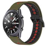 For Samsung Galaxy Watch3 45mm 22mm Tricolor Breathable Silicone Watch Band(Army Green+Red)