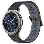 For Samsung Gear S3 Classic 22mm Tricolor Breathable Silicone Watch Band(Black+Grey+Blue)