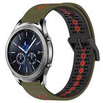 For Samsung Gear S3 Classic 22mm Tricolor Breathable Silicone Watch Band(Army Green+Red)