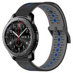 For Samsung Gear S3 Frontier 22mm Tricolor Breathable Silicone Watch Band(Black+Grey+Blue)