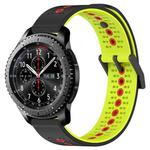 For Samsung Gear S3 Frontier 22mm Tricolor Breathable Silicone Watch Band(Black+Lime+Red)