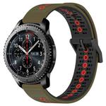 For Samsung Gear S3 Frontier 22mm Tricolor Breathable Silicone Watch Band(Army Green+Red)