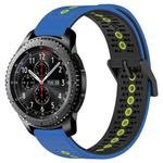 For Samsung Gear S3 Frontier 22mm Tricolor Breathable Silicone Watch Band(Blue+Black+Lime)