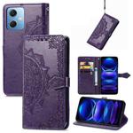 For Xiaomi Redmi Note 12 5G Mandala Flower Embossed Leather Phone Case(Purple)