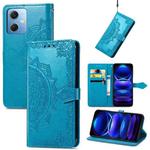 For Xiaomi Redmi Note 12 Explorer Mandala Flower Embossed Leather Phone Case(Blue)