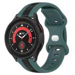 For Samsung Galaxy Watch5 Pro 45mm 20mm Butterfly Buckle Two-Color Silicone Watch Band(Green+Black)