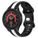 For Samsung Galaxy Watch5 Pro 45mm 20mm Butterfly Buckle Two-Color Silicone Watch Band(Black+White)